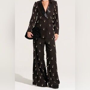AKIRA Black Floral Embellished Pantsuit